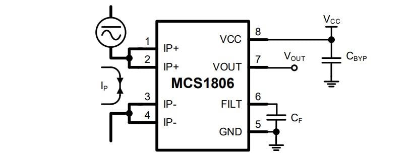 Application Circuit Diagram - Monolithic Power Systems (MPS) MCS1806 Hall-effect Current Sensors